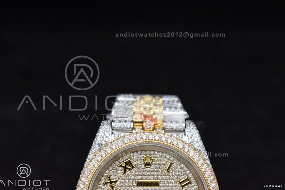 Gold Dial DateJust Tone 2 1196 Best Roman 41mm TWD Flexible Diamond Yellow Version 0727